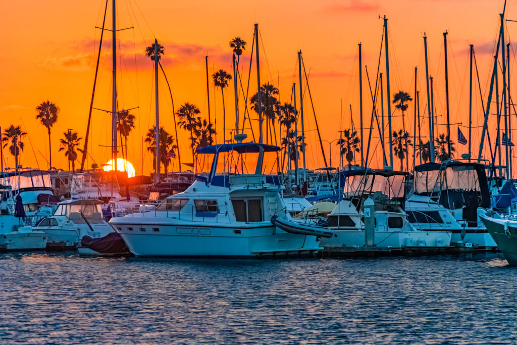 Marine insurance California: Sunset Harbor With Recreational Boats At The City of Oceanside, Calif.